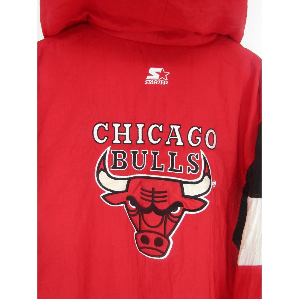 Starter Chicago Bulls Jacket Large Red Vintage 90s NBA Anorak Gorpcore Hip Hop - Picture 4 of 16